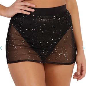 IHeartraves holographic star mesh skirt